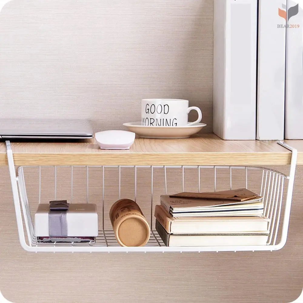 Under Shelf Wire Storage Basket for Kitchen Pantry Desk Bookshelf