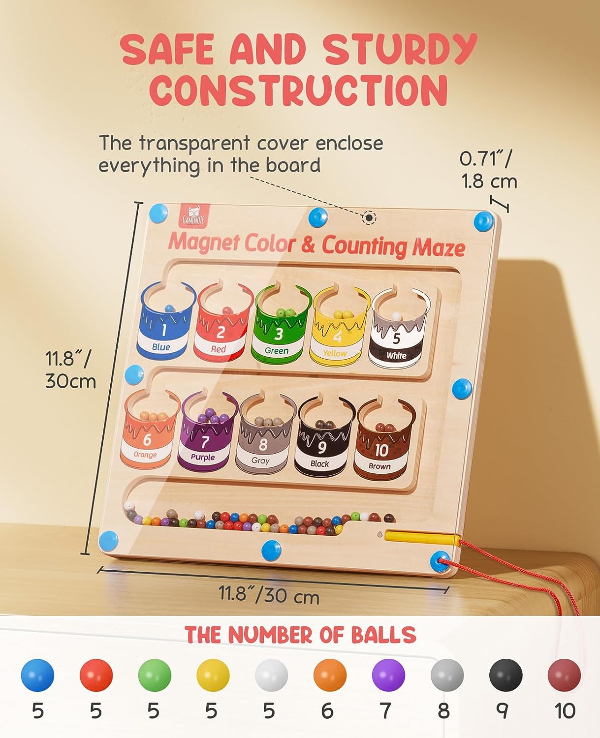 Magnetic Colour and Number Maze Toy