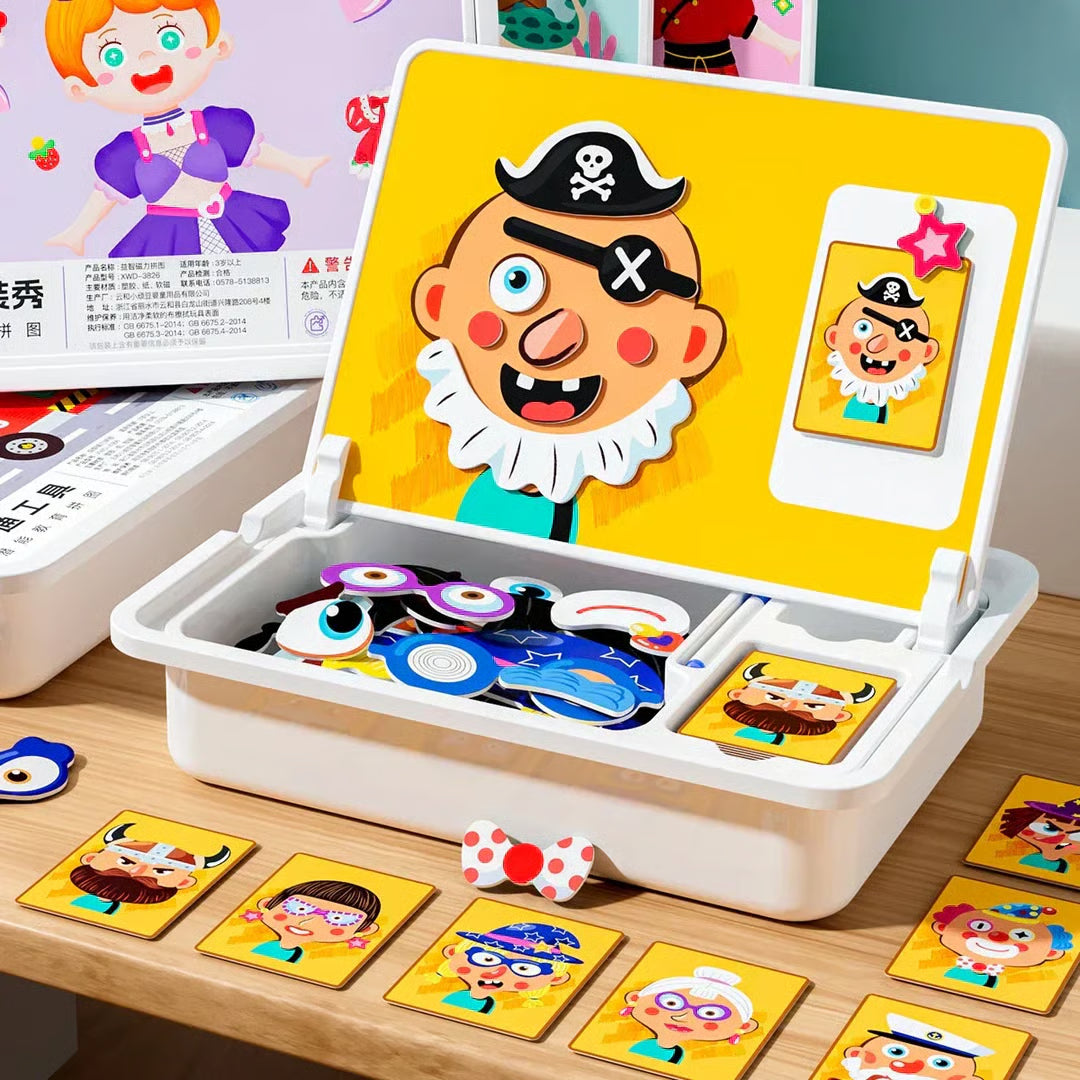 Magnetic Puzzles Face Dress Up Travel Game Toy