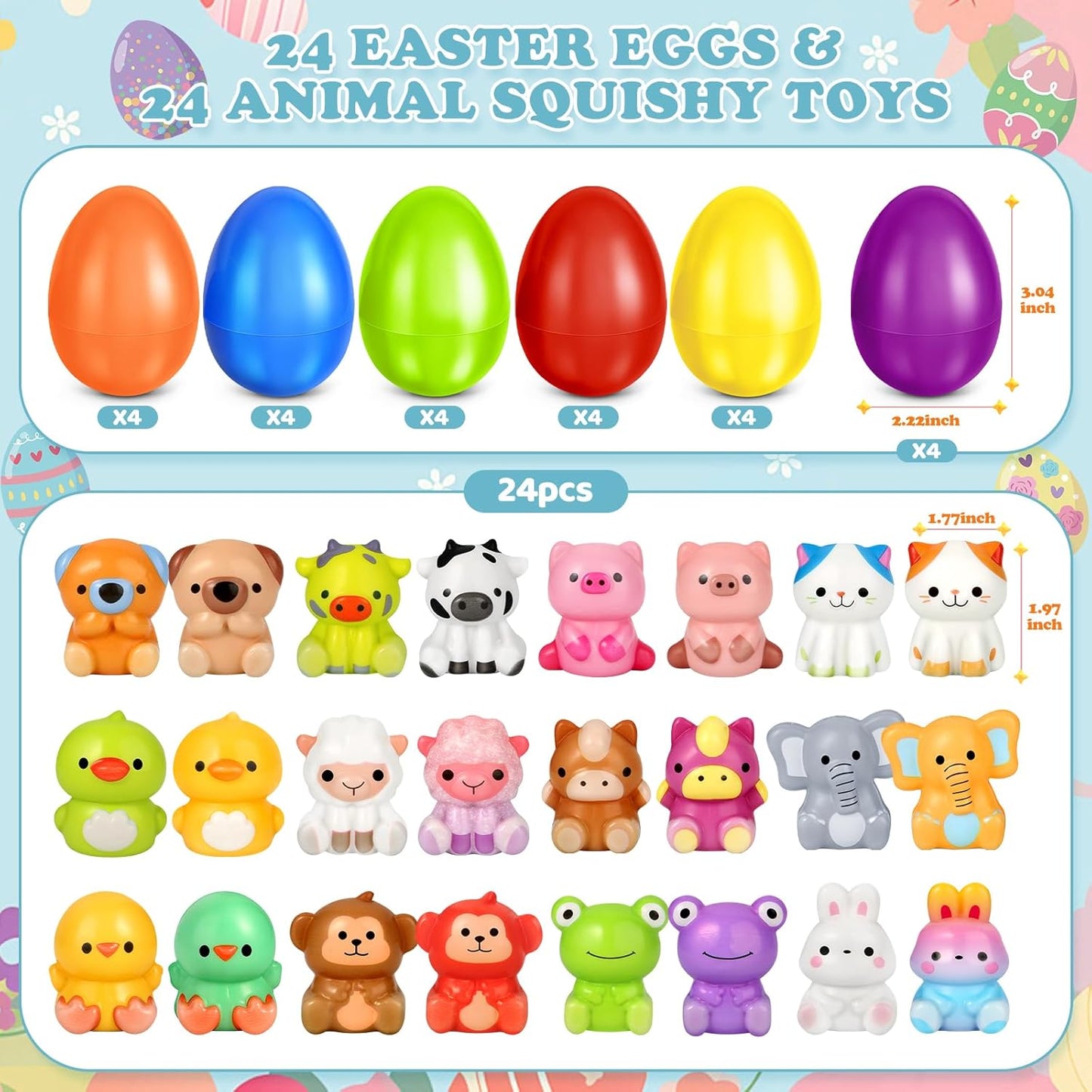 24 PCS Eggs Prefilled Slow Rising Squishy Toys