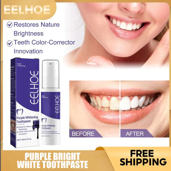 EELHOE Purple Bright-white Toothpaste Tooth Cleaning