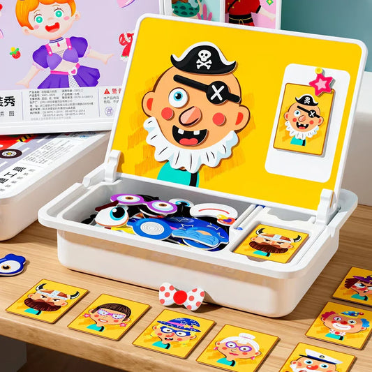Magnetic Puzzles Face Dress Up Travel Game Toy
